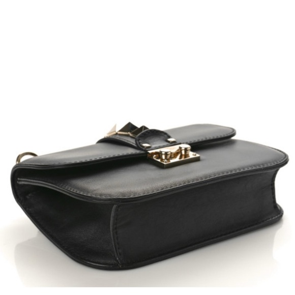 Vitello Small Glam Lock Rockstud Flap Black - Picture 4 of 9